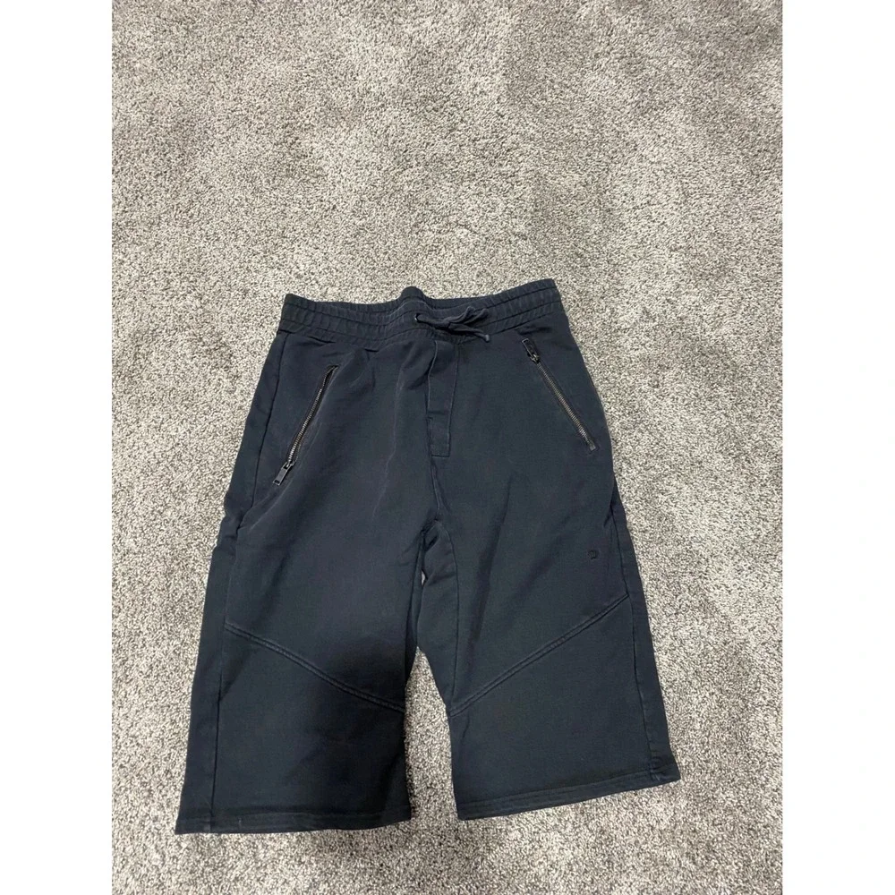 Junk de Luxe Sweat Shorts Mens Large Black Excellent Zipper Pockets Cotton
